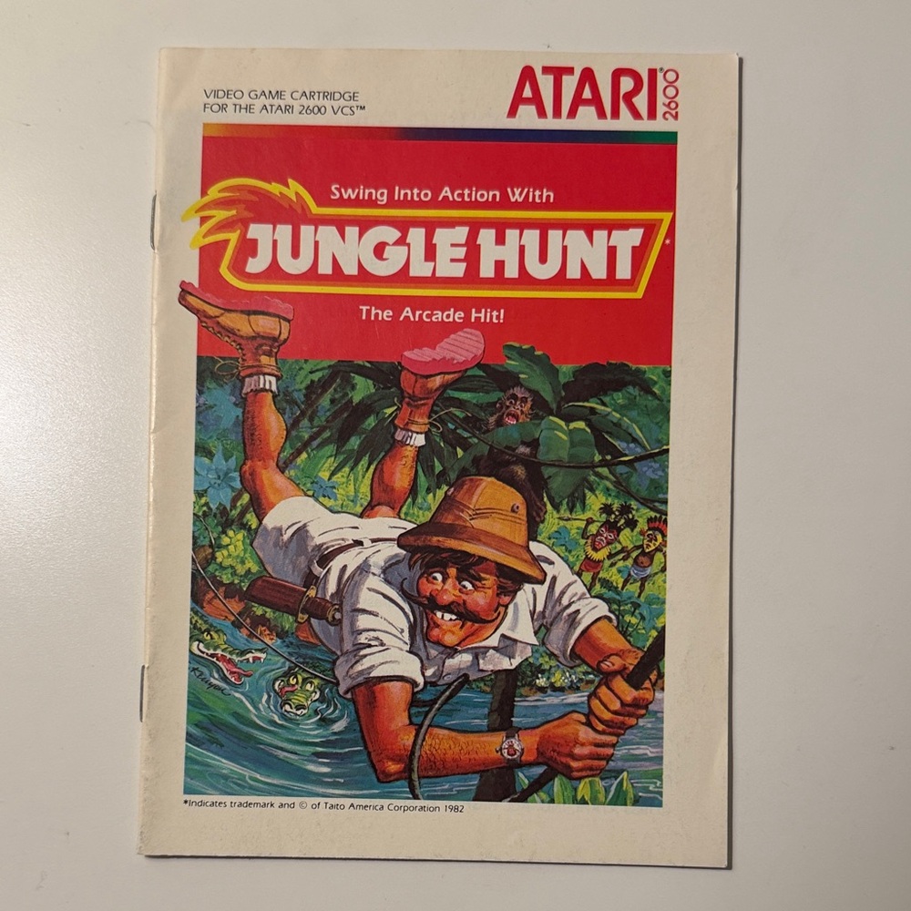 Vintage Atari 2600 Jungle Hunt Video Game Manual